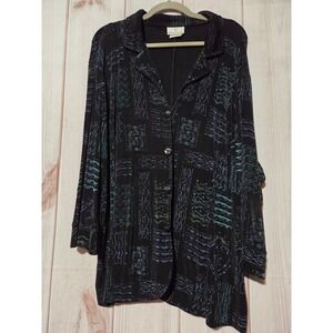The Travel Collection SG66570 Black Abstract Print Blazer‎ Jacket Women's 3X